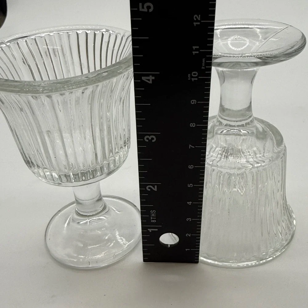 VTG Anchor Hocking Milano Clear Glass Set of 2 Fluted Dessert Goblets